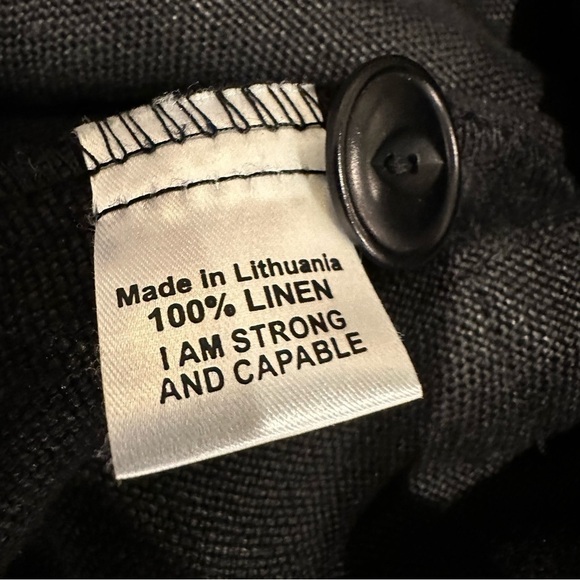 NWOT FLAX 100% linen long sleeve duster jacket grey-black boho classic oversized - Picture 15 of 16